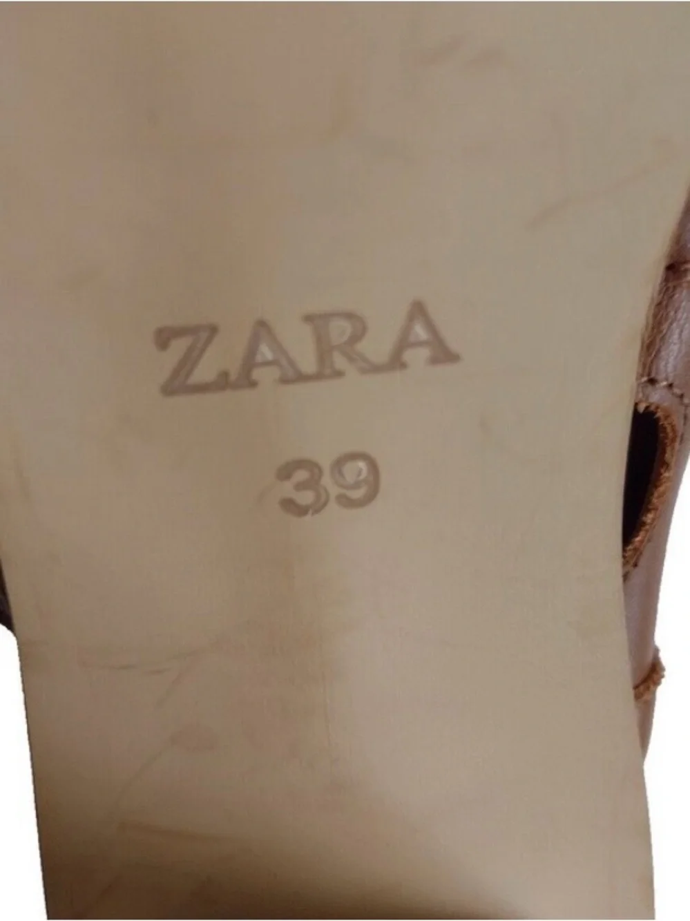 ZARA Brown Braided Leather Sandals Block Heel Back Zip Ankle Bootie Size 9 EU 39 - Picture 7 of 9